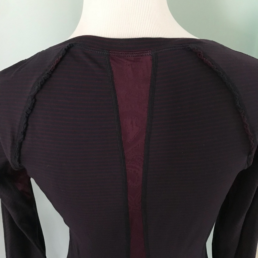 Lululemon Plum and Black Striped Long Sleeve Shirt